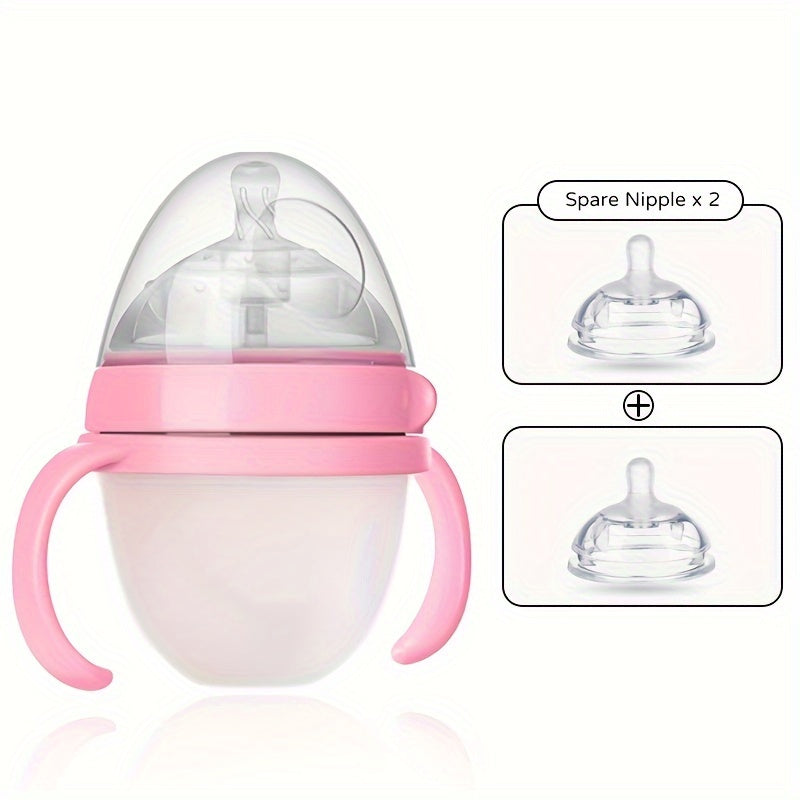 Newborn Silicone Bottle 3pcs Baby Milk Bottle, Newborn Silicone 150Ml\u002F250Ml | Food Grade Material, with Straw And Gravity Ball, Two Replacement Pacifiers for Free, Birthday Holiday Gift, Halloween Christmas Gift