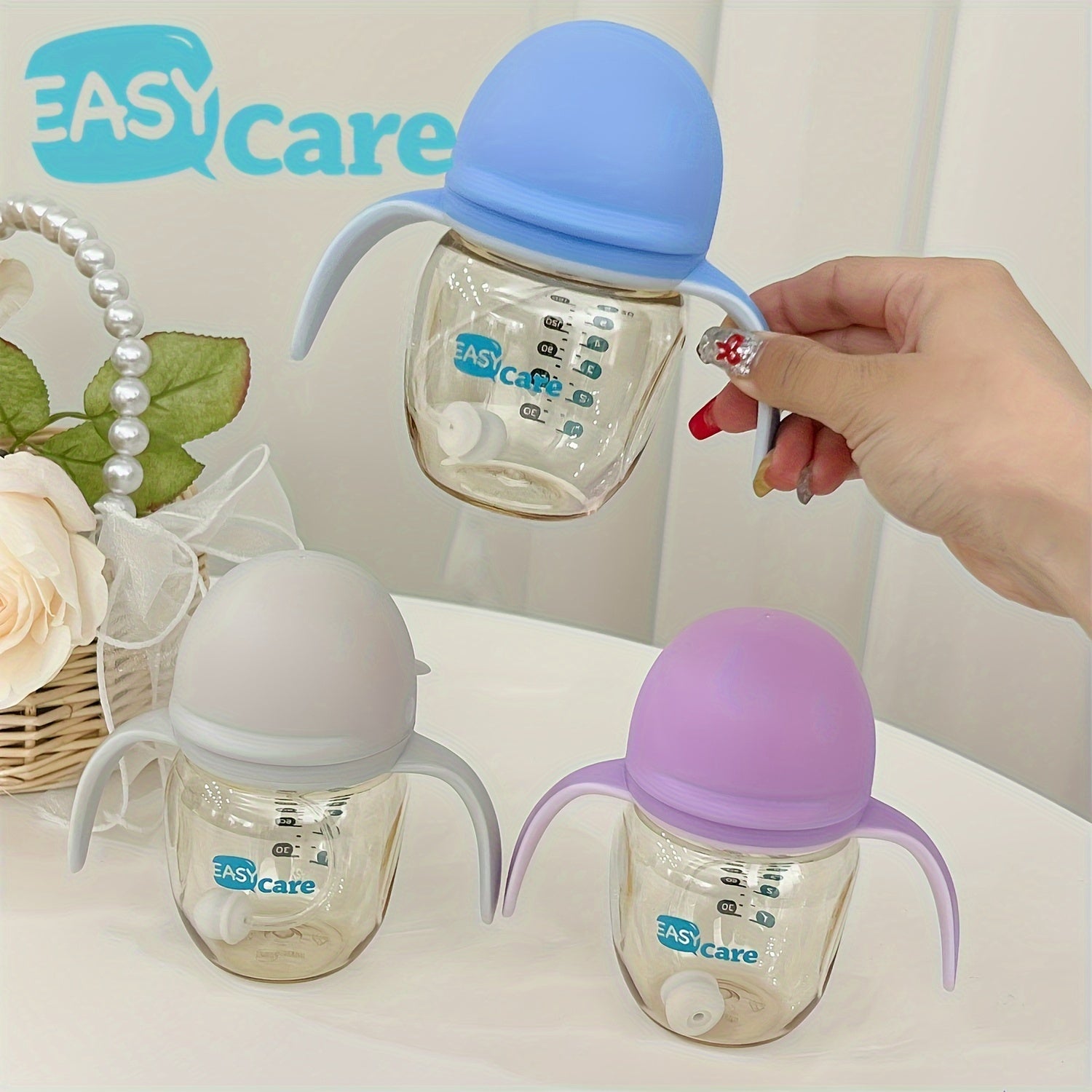 Durable Baby Bottle 5 Pack EASYCARE Wide-Mouth Baby Bottle | 6-12M Nipple, 160ml\u002F5.6oz PPSU - Durable, Easy-Grip & Clean Sippy Cup & Straw Cup - Ideal For Baby Showers, Gender Reveals, Weddings, Christmas & Holiday Gifts