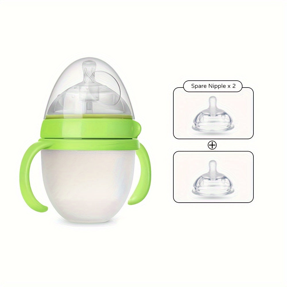 Newborn Silicone Bottle 3pcs Baby Milk Bottle, Newborn Silicone 150Ml\u002F250Ml | Food Grade Material, with Straw And Gravity Ball, Two Replacement Pacifiers for Free, Birthday Holiday Gift, Halloween Christmas Gift