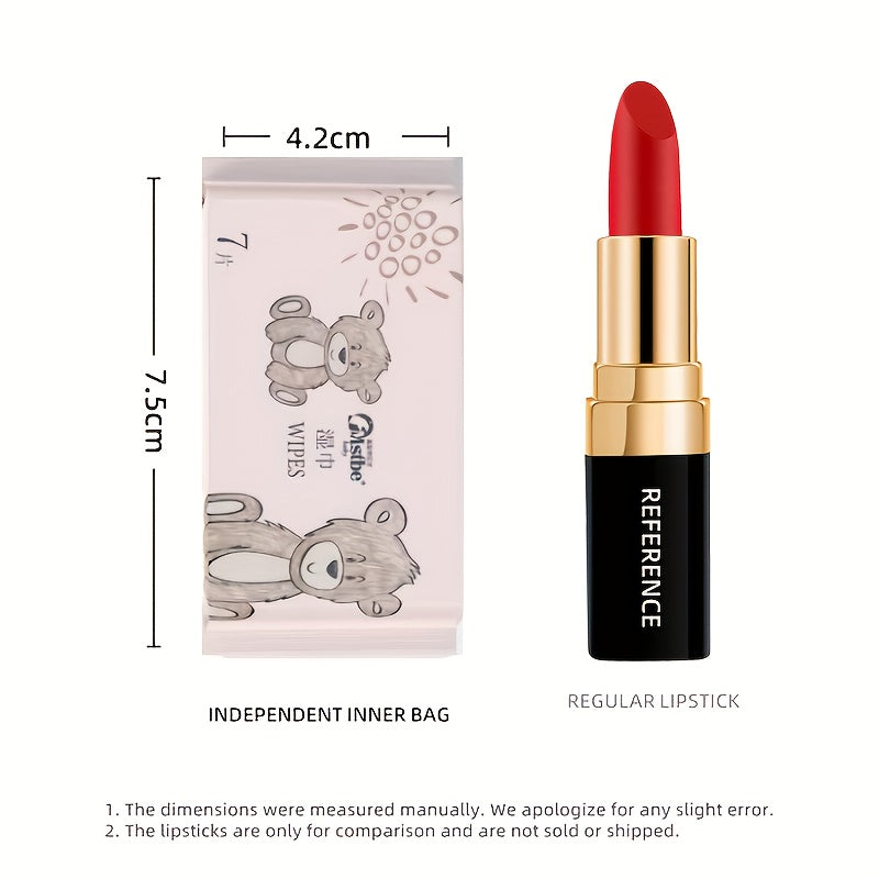 3 Mentions, 30 Packs, a Total of 210pcs of Portable Mini Wipes, Cute Bear Model, Personal Cleaning, Clean And Moisturizing, Use at Any Time, Hand Wipe