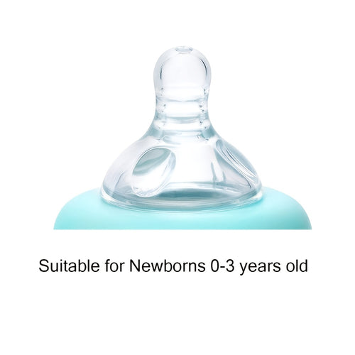 1pc Glass Baby Bottle - Natural Rubber Nipple, 4 Oz, Easy to Clean, Heat-Resistant, Suitable for Newborns Aged 0-3 Years, with 2 Extra Nipples As Gifts