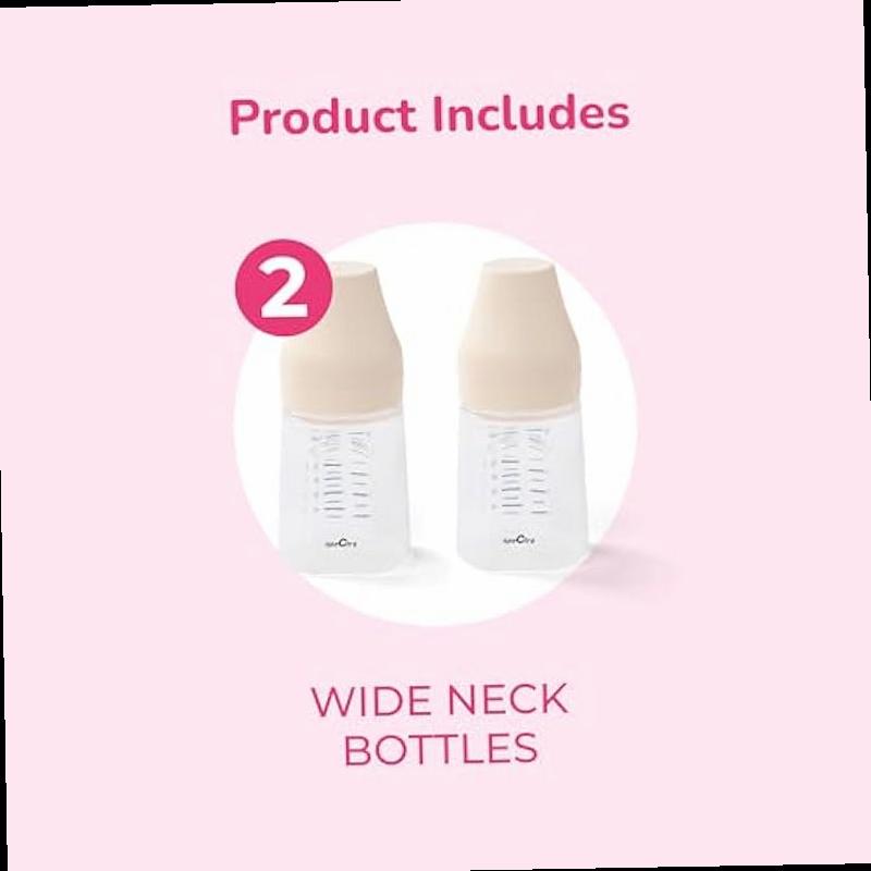 Spectra Wide Neck Baby Bottles Compatible with Spectra Breast Milk Pump Flanges Pack of 2