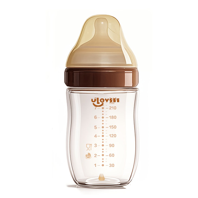 4oz & 8oz High Borosilicate Glass Baby Bottles with Wide-Neck Design, Dark Brown - Durable Feeding Bottle with Air Balance Hole\u002FValve, Perfect Gift for Newborns, Baby Bottle Grip, Newborn Feeding Bottle, Stylish Baby Bottle, High Borosilicate Glass