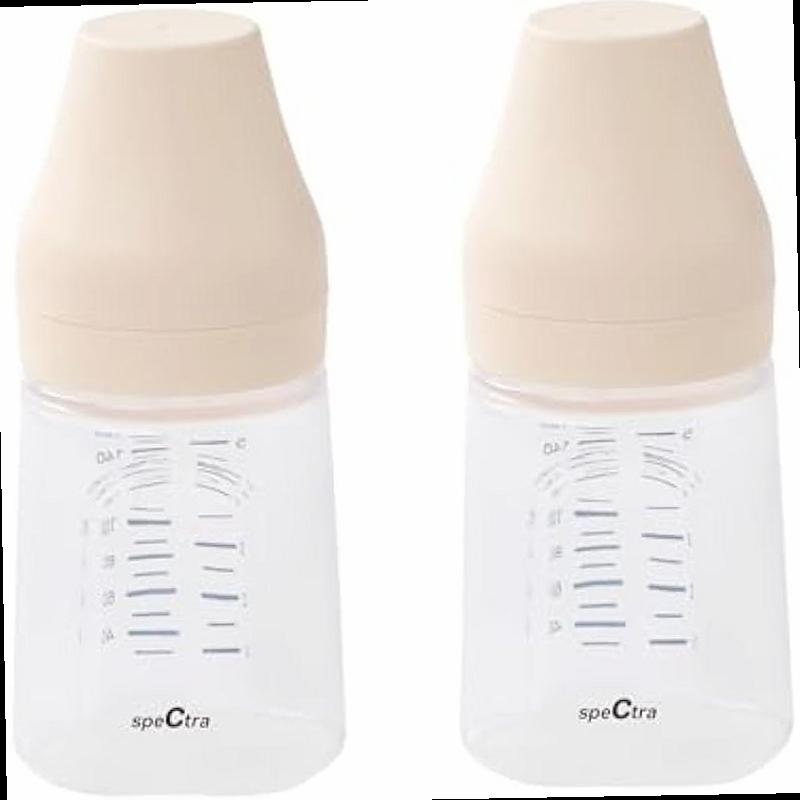 Spectra Wide Neck Baby Bottles Compatible with Spectra Breast Milk Pump Flanges Pack of 2