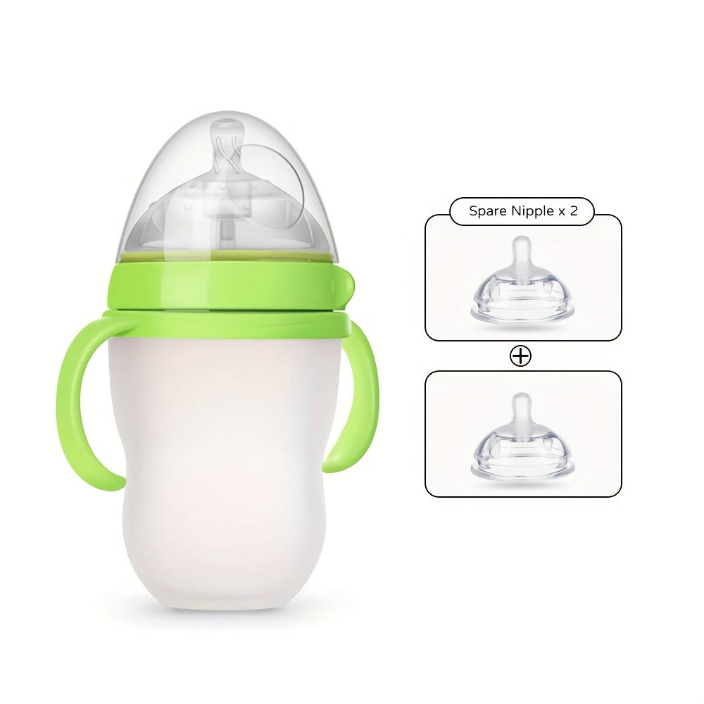 Newborn Silicone Bottle 3pcs Baby Milk Bottle, Newborn Silicone 150Ml\u002F250Ml | Food Grade Material, with Straw And Gravity Ball, Two Replacement Pacifiers for Free, Birthday Holiday Gift, Halloween Christmas Gift