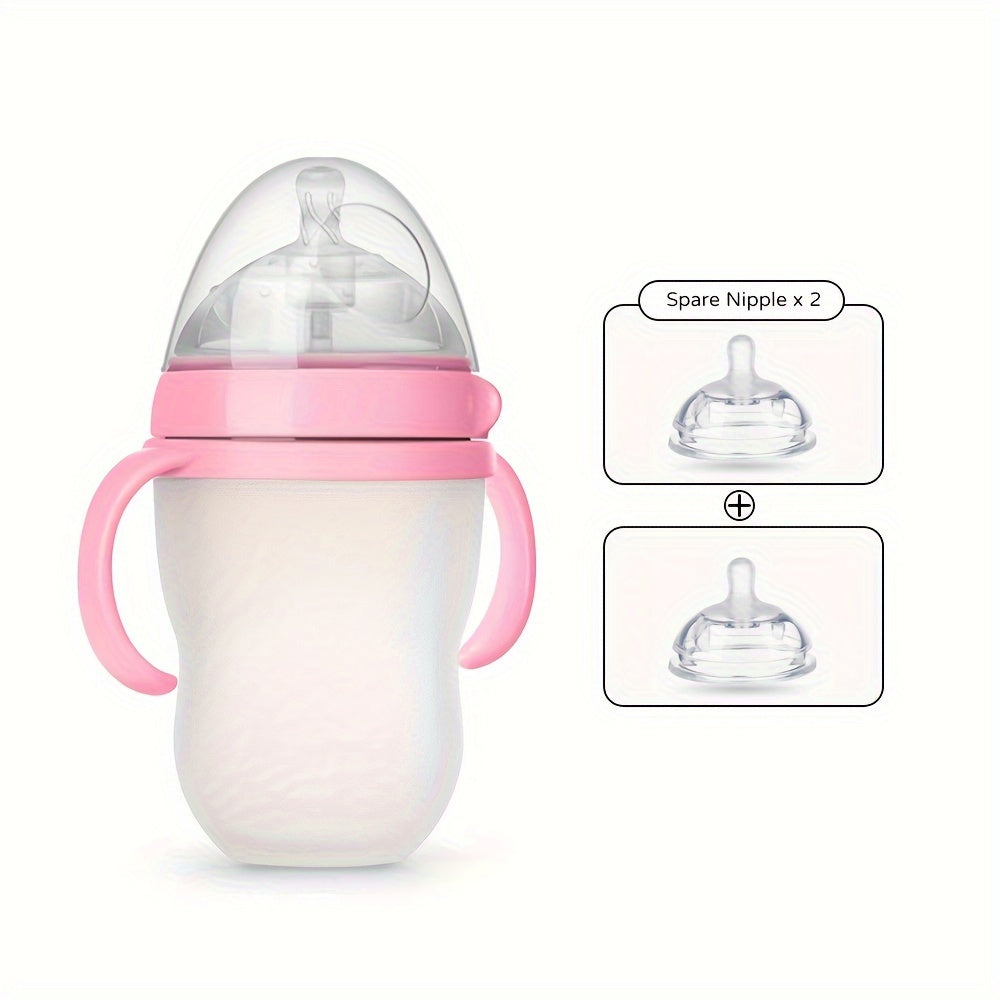 Newborn Silicone Bottle 3pcs Baby Milk Bottle, Newborn Silicone 150Ml\u002F250Ml | Food Grade Material, with Straw And Gravity Ball, Two Replacement Pacifiers for Free, Birthday Holiday Gift, Halloween Christmas Gift