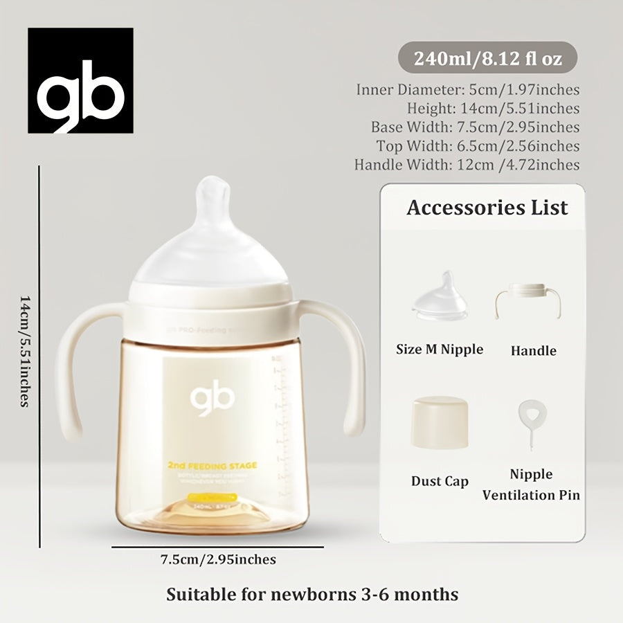 gb PPSU Baby Bottles 3 Sizes, Award-Winning PPSU-Liquid Separation Tech | 7FB Breast-like Nipple & V-Valve Straw | No Spit-Up, BPA-Free (5.41floz+8.12floz+10.14floz) for 0.0-39.37ft