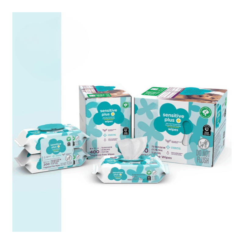 400 Count (4 Packs of 100), Sensitive Skin Baby Wipes, Fragrance-Free