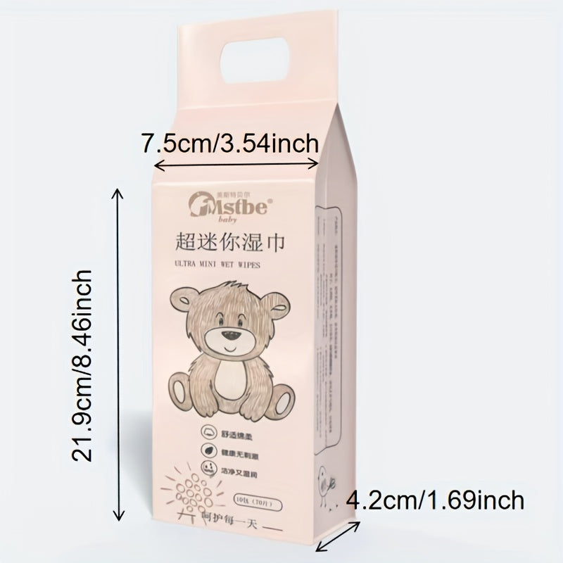 3 Mentions, 30 Packs, a Total of 210pcs of Portable Mini Wipes, Cute Bear Model, Personal Cleaning, Clean And Moisturizing, Use at Any Time, Hand Wipe