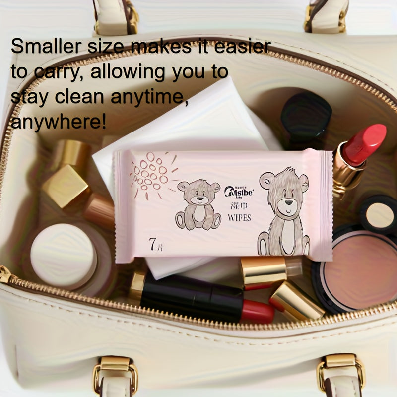 3 Mentions, 30 Packs, a Total of 210pcs of Portable Mini Wipes, Cute Bear Model, Personal Cleaning, Clean And Moisturizing, Use at Any Time, Hand Wipe