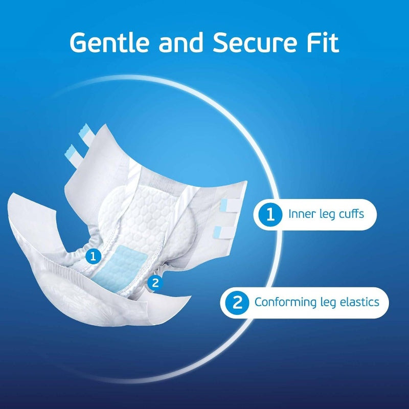 2XL Adult Diapers Women and Men - 12 Bariatric Disposable Briefs with Tabs and Stretchable Side Panels - Breathable with Maximum Absorbency