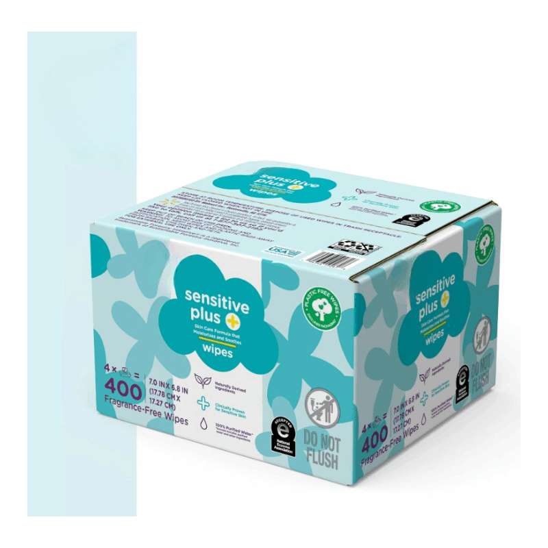 400 Count (4 Packs of 100), Sensitive Skin Baby Wipes, Fragrance-Free