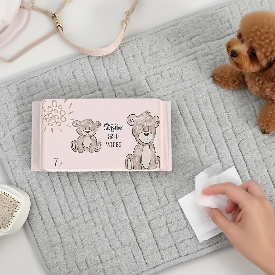 3 Mentions, 30 Packs, a Total of 210pcs of Portable Mini Wipes, Cute Bear Model, Personal Cleaning, Clean And Moisturizing, Use at Any Time, Hand Wipe