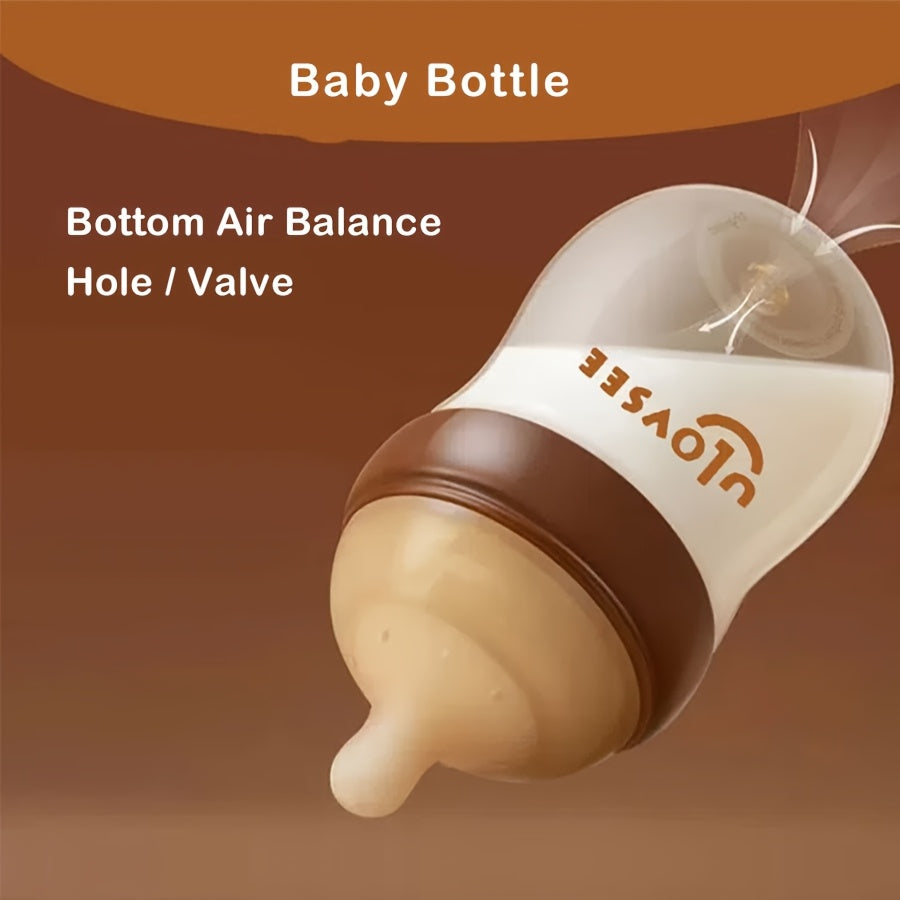 4oz & 8oz High Borosilicate Glass Baby Bottles with Wide-Neck Design, Dark Brown - Durable Feeding Bottle with Air Balance Hole\u002FValve, Perfect Gift for Newborns, Baby Bottle Grip, Newborn Feeding Bottle, Stylish Baby Bottle, High Borosilicate Glass