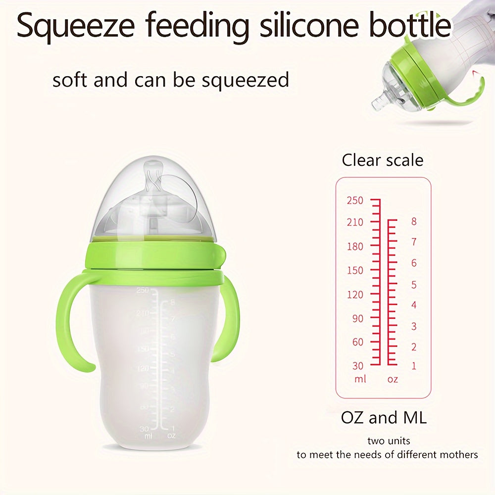 Newborn Silicone Bottle 3pcs Baby Milk Bottle, Newborn Silicone 150Ml\u002F250Ml | Food Grade Material, with Straw And Gravity Ball, Two Replacement Pacifiers for Free, Birthday Holiday Gift, Halloween Christmas Gift