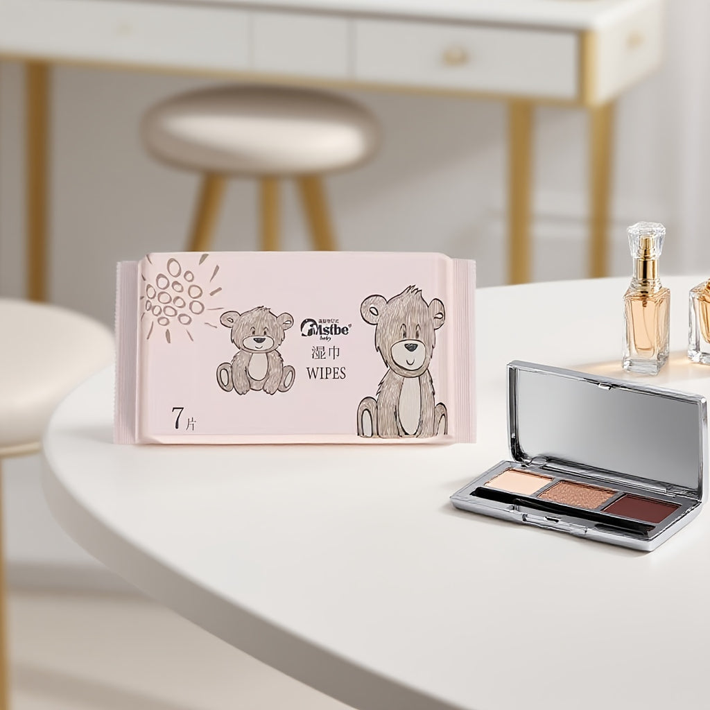 3 Mentions, 30 Packs, a Total of 210pcs of Portable Mini Wipes, Cute Bear Model, Personal Cleaning, Clean And Moisturizing, Use at Any Time, Hand Wipe