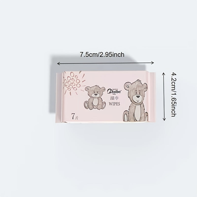 3 Mentions, 30 Packs, a Total of 210pcs of Portable Mini Wipes, Cute Bear Model, Personal Cleaning, Clean And Moisturizing, Use at Any Time, Hand Wipe