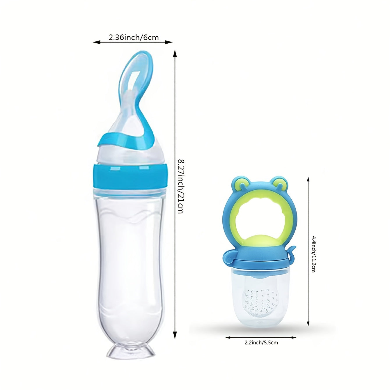 7pcs\u002FSet Baby Feeding Set: 2pcs Silicone Feeding Bottle with Spoon, Squeeze Baby Food Dispensing Feeder, 2pcs Fresh Food Feeder Pacifier, 3-Size Nipples, Toddler Feeding Bottle Set
