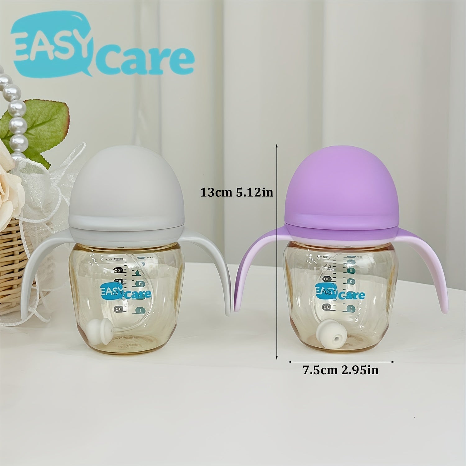 Durable Baby Bottle 5 Pack EASYCARE Wide-Mouth Baby Bottle | 6-12M Nipple, 160ml\u002F5.6oz PPSU - Durable, Easy-Grip & Clean Sippy Cup & Straw Cup - Ideal For Baby Showers, Gender Reveals, Weddings, Christmas & Holiday Gifts