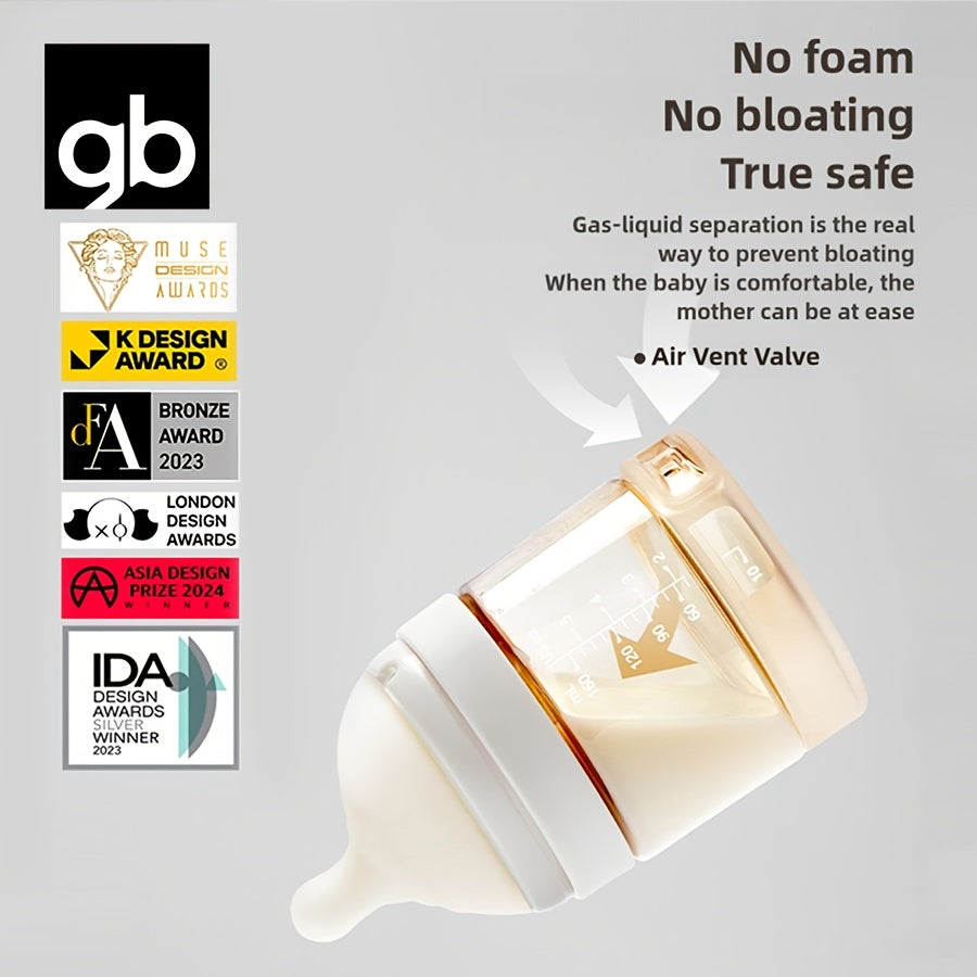 gb PPSU Baby Bottles 3 Sizes, Award-Winning PPSU-Liquid Separation Tech | 7FB Breast-like Nipple & V-Valve Straw | No Spit-Up, BPA-Free (5.41floz+8.12floz+10.14floz) for 0.0-39.37ft