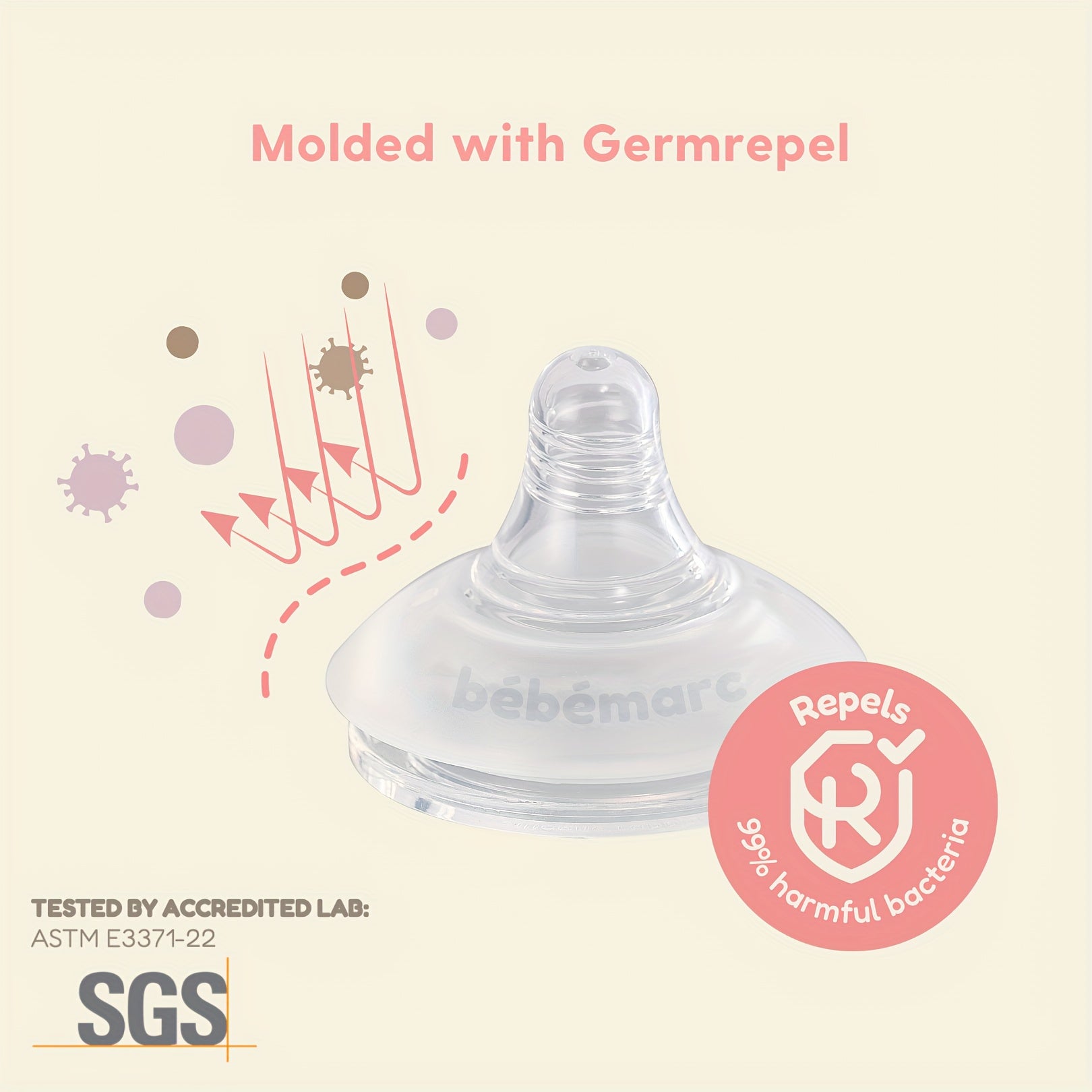 BEBE MARC PPSU Baby Bottle - Breast-like Nipple, Wide Neck For Easy Cleaning, Leak-Proof, Smart Volume Markings, IF Design Award (6.09oz\u002F10.14oz).