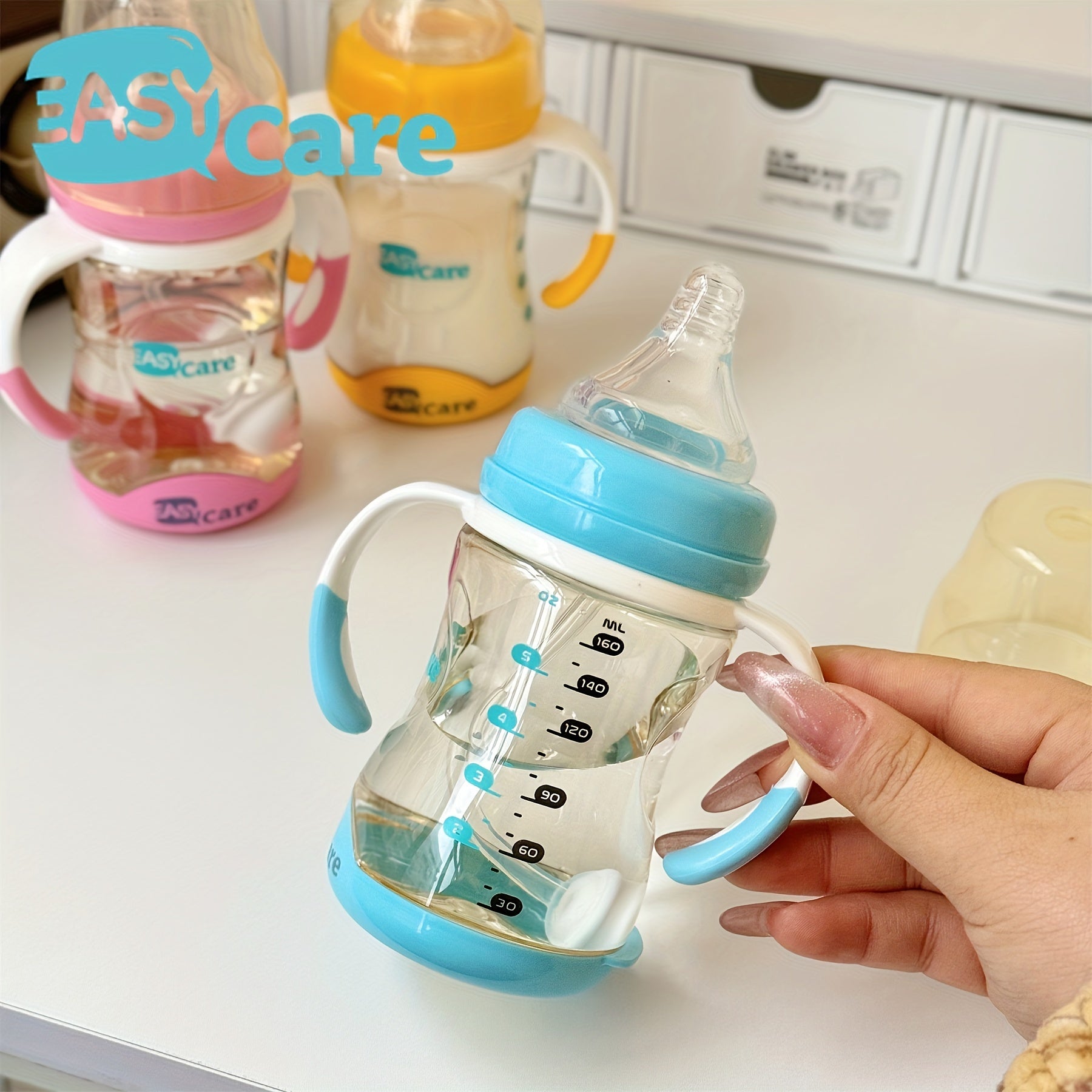 6pcs EASYCARE Wide-Mouth Baby Bottle, 236.22-472.44inch Nipple, 160ml\u002F5.6oz PPSU - Large, Durable, Easy-Grip & Clean Sippy & Straw Cup - Perfect for Parties, Gender Reveals, Weddings, Christmas & Holiday Gifts