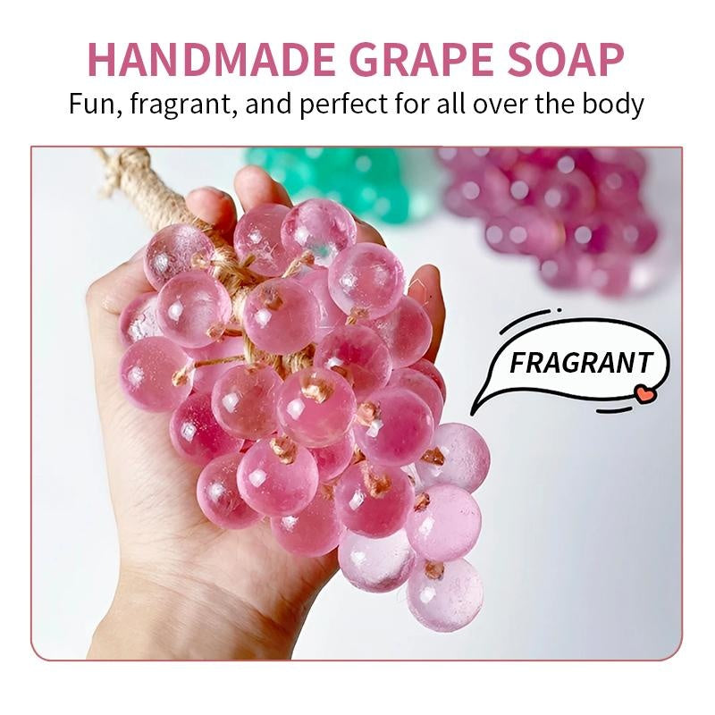 Grape Soap on a Ropes Decorative Aromatic Artisan Bar for Hand Wash Bath Fresh Air Large Bunch Crystal Purple Gift for Men Women