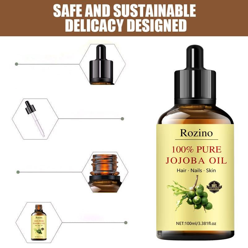 Rozino 100% Pure Jojoba Oil - Lubrication Maintenance, No - Rinse & Fast Absorb