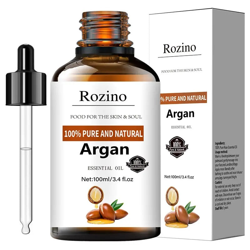 Rozino 100% Pure Natural Argan Essential Oil - Nourish Skin & Soul Herbal Hair Serum with SPF 15 curly  hair  oil  treatment