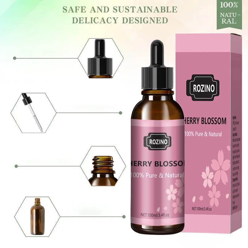 Rozino 100% Pure Natural Cherry Blossom Oil - Safe & Sustainable Curly Hair Treatment Blend for Haircare - 100ml Bottle