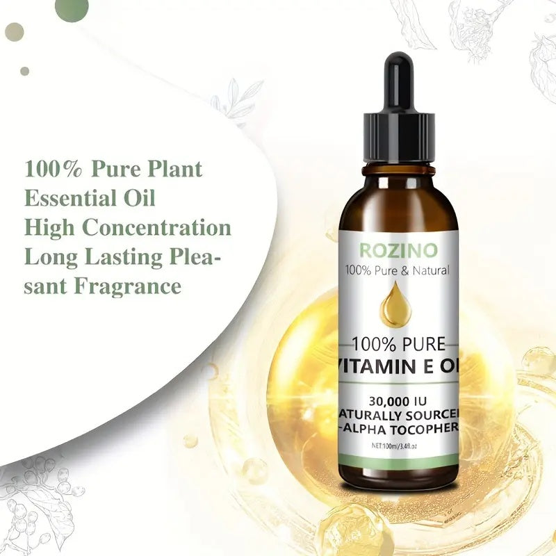 Rozino 100% Pure Natural Vitamin E Oil - Safe & Sustainable Formula Serums Skin Repair body oil lemon balm jojoba oil levanta batana oil dry body oil curly  hair  oil  treatment