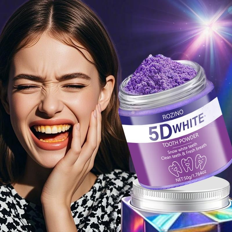 ROZINO 5D White Tooth Powder - Snow White Teeth & Fresh Breath - Activated Carbon Formula - No Sensitivity - Dental Care Solution