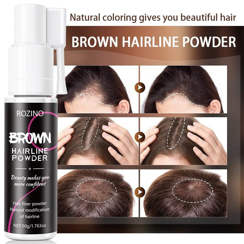Rozino Brown Hairline Powder Root Touch Up Hair Color for Gray Coverage Bald Spot Concealing Hair Powder for Women & Men 48-Hour Stain-Proof Formula