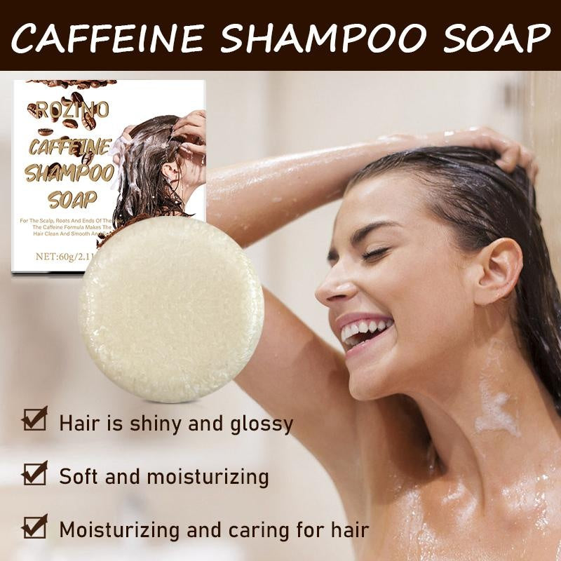 ROZINO Caffeine Shampoo Soap - Deep Cleansing for Scalp Hair Loss, Organic Hair Oil Control, Solid Shampoo for Hair Growth, Refreshing & Hydrating Soap, 60g