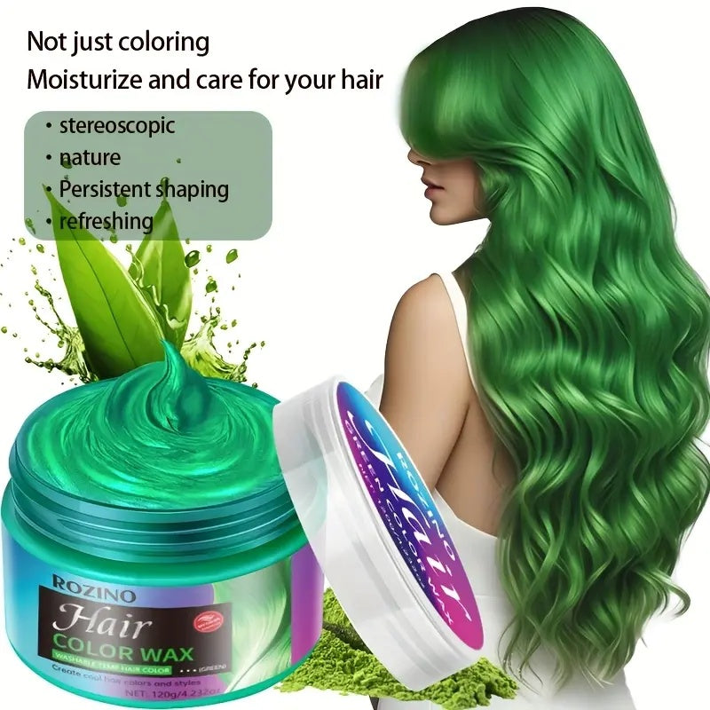 ROZINO Green Hair Coloring Styling Wax for Men - Long Lasting Natural Color Therapy Shampoo & Moisturizing Care for Beard Growth & Haircare