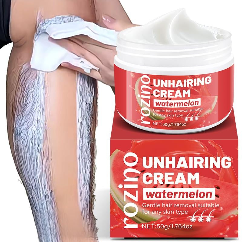 Rozino Watermelon Unhairing Cream Gentle Hair Removal for Arms Legs Chest & Pubic Area Painless Flawless Results for All Skin Types 50g