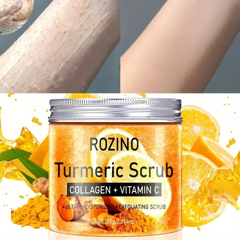Ultra - Moisturizing & Exfoliating! Rozino Turmeric Scrub, Boosted by Collagen & Vitamin C